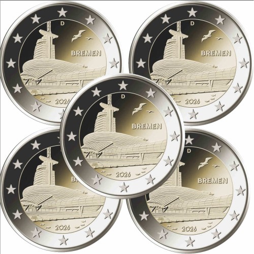 2 euro Niemcy x5 Brema Klimhaus 2026 ADFGJ
