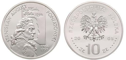 10 zł Stanisław August Poniatowski popiersie 2005