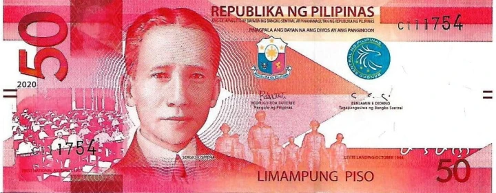 Filipiny 50 piso S. Osmena /Maliputo 2020 P-224a