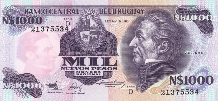 Urugwaj 1000 N$ Artigas 1992 P-64Ab