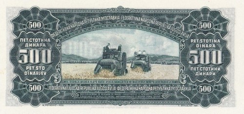 Jugosławia 500 dinarów Zbiory 1955 P-70