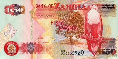 Zambia 50 kwacha Zebra 2009 P-37h