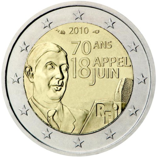 2 euro Francja Charles de Gaulle 2010
