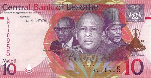 Lesotho 10 maloti Król Letsie III 2024 P-26b