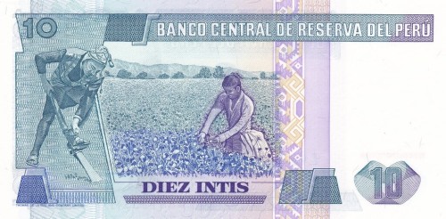 Peru 10 intis Ricardo Palma 1986 P-128a.2