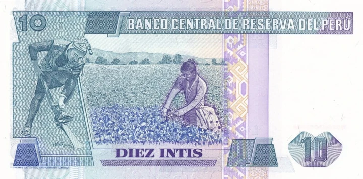 Peru 10 intis Ricardo Palma 1986 P-128a.2