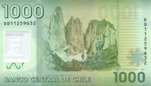 Chile 1000 peso Alpaki 2021 P-161k