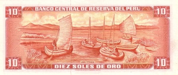 Peru 10 soles Tititaka żaglówki 1971 P-100b.2