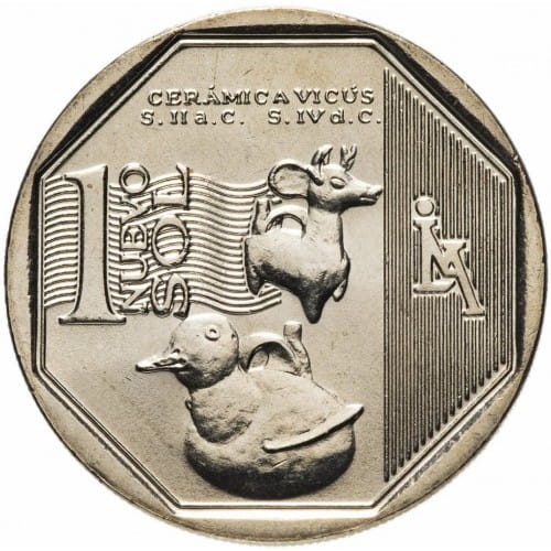 Peru 1 sol Ceramika Vicus 2015