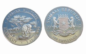 Somalia 100 sch Słonie 1 OZ Ag.999 2012