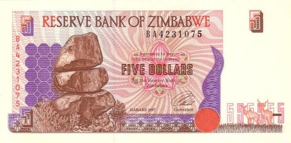 Zimbabwe 5 Z$ Kamienie 1997 p-5