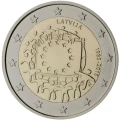 2 euro Łotwa 30 lat flagi UE 2015