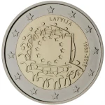 2 euro Łotwa 30 lat flagi UE 2015