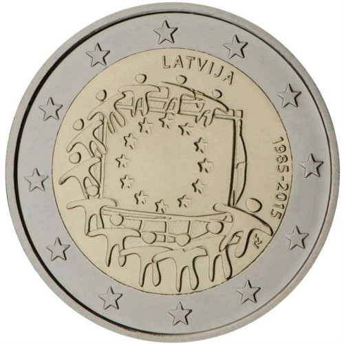 2 euro Łotwa 30 lat flagi UE 2015