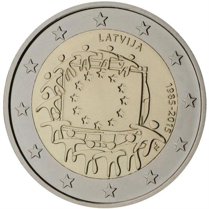 2 euro Łotwa 30 lat flagi UE 2015