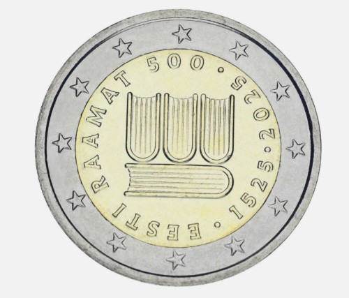 2 euro Estonia 500 r. pierwszej estońskiej książki 2025