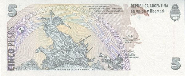 Argentyna 5 peso Jose de San Martin 2003 P-353a