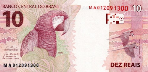Brazylia 10 reali Papuga Arara 2010 P-254f