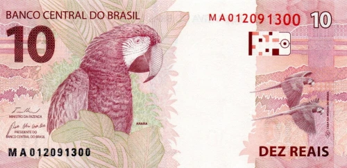 Brazylia 10 reali Papuga Arara 2010 P-254f