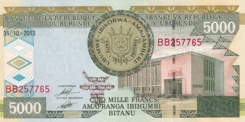 Burundi 5000 franków Statek 2013 P-48c