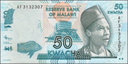 Malawi 50 kwacha Park  Kasungu- Słonie 2012 P-58a