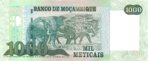 Mozambik 1000 meticais Słonie 2017 P-154b
