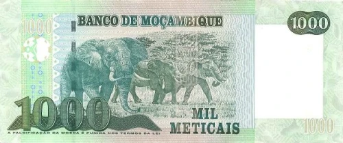 Mozambik 1000 meticais Słonie 2017 P-154b