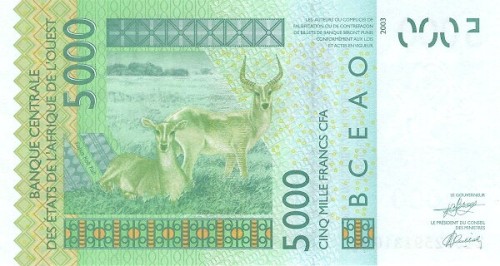 Senegal- Afryka zach. 5000 CFA Antylopy 2024 P-717K