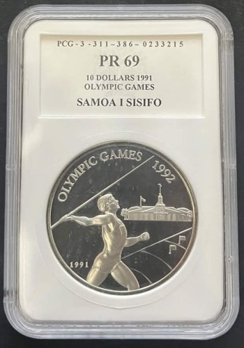 Samoa 10 tala Barcelona 1992 - rzut oszczepem 1991 PCG PR69
