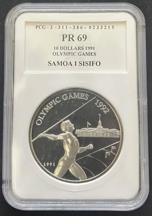 Samoa 10 tala Barcelona 1992 - rzut oszczepem 1991 PCG PR69