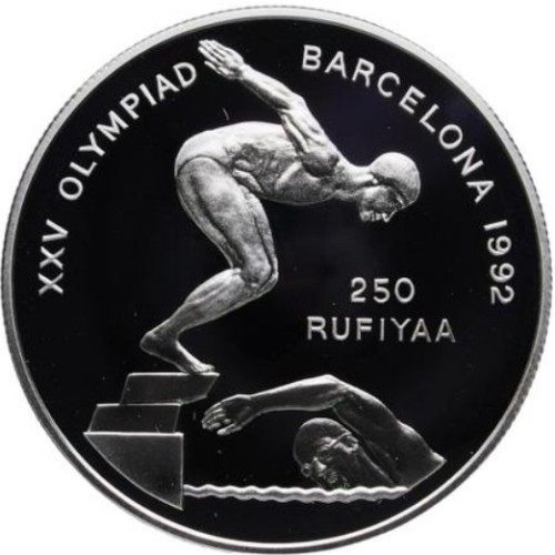 Malediwy 250 rupii Barcelona 1992 - pływanie 1990