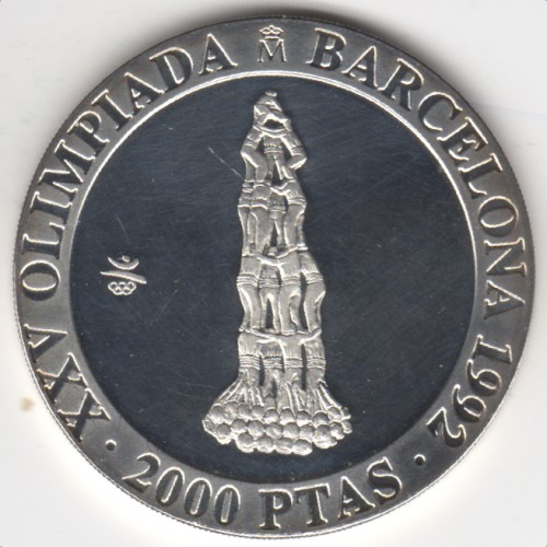 Hiszpania 2000 peset Barcelona 1992 - piramida z ludzi 1990