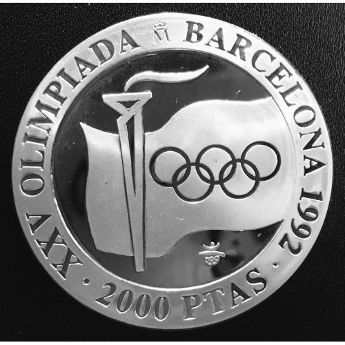 Hiszpania 2000 peset Barcelona 1992 - znicz i koła olimpijskie 1991