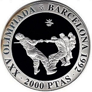 Hiszpania 2000 peset Barcelona 1992 - przeciąganie liny 1992
