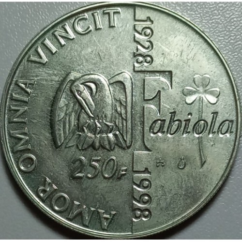 Belgia 250 franków 70 rocznica urodzin Królowej Fabioli 1998