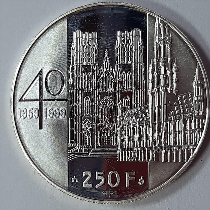 Belgia 250 franków 40 rocznica ślubu Alberta II i Paoli 1999