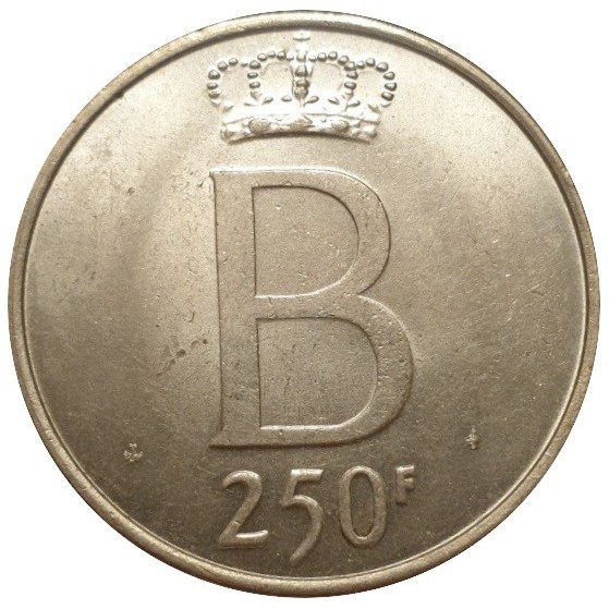 Belgia 250 franków 25 lat panowania Baldwina I /DES BELGES/ 1976