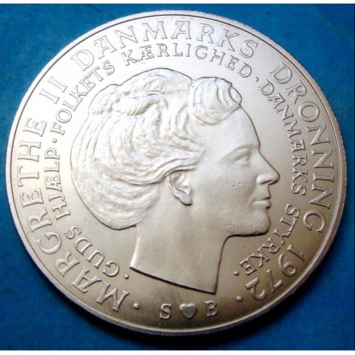 Dania 10 koron Śmierć Fryderyka IX 20.4g Ag.800 1972
