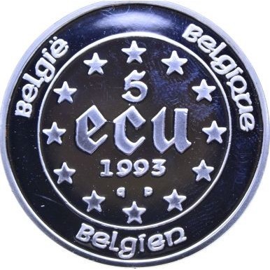 Belgia 5 ECU Belgijska prezydencja w UE 22.85g Ag.833 1993