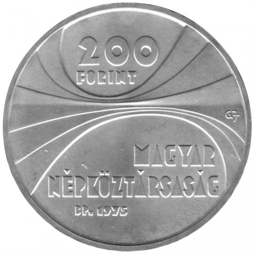 Węgry 200 forintów 150-lecie Węgierskiej Akademii 28g Ag.640 1975