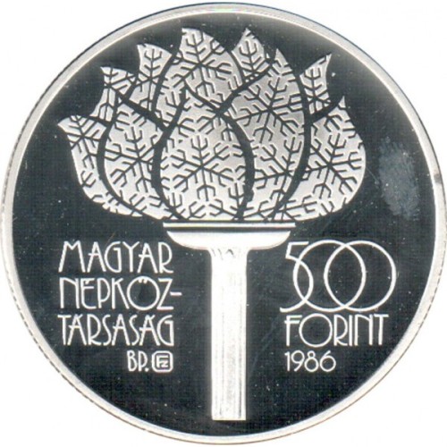 Węgry 500 forintów Zimowe Igrzyska Olimpijskie 28g Ag.900 1986