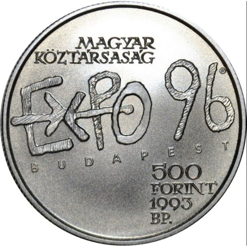 Węgry 500 forintów Expo 1996 31.46g Ag.925 1993