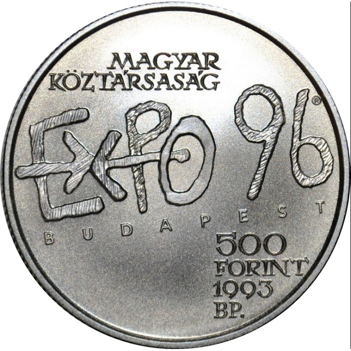 Węgry 500 forintów Expo 1996 31.46g Ag.925 1993