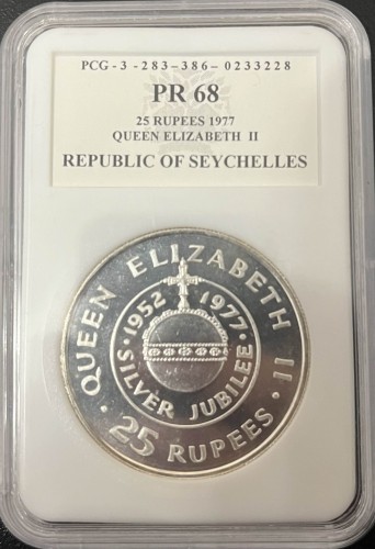 Seszele 25 rupii 25 rocznica 28.5g Ag.925 1977