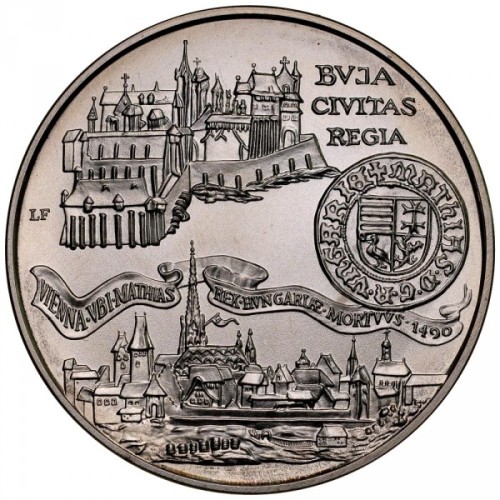 Węgry 500 forintów Buda Civitas Regia 28g Ag.900 1990