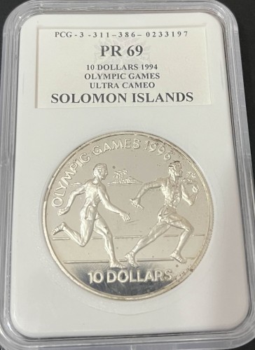 Wyspy Salomona 10 dolarów olimpiada 28.28g Ag.925 1994