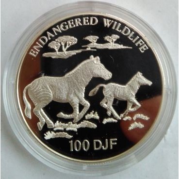 Dżibuti 100 franków Zebra 31.47g Ag.925 1994