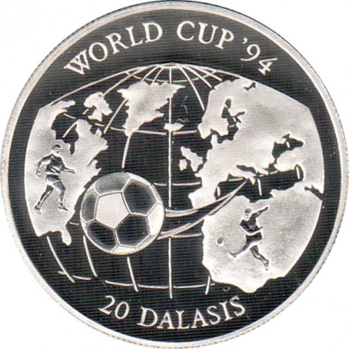 Gambia 20 dalasi Mundial 1994 31.47g Ag.925 1994