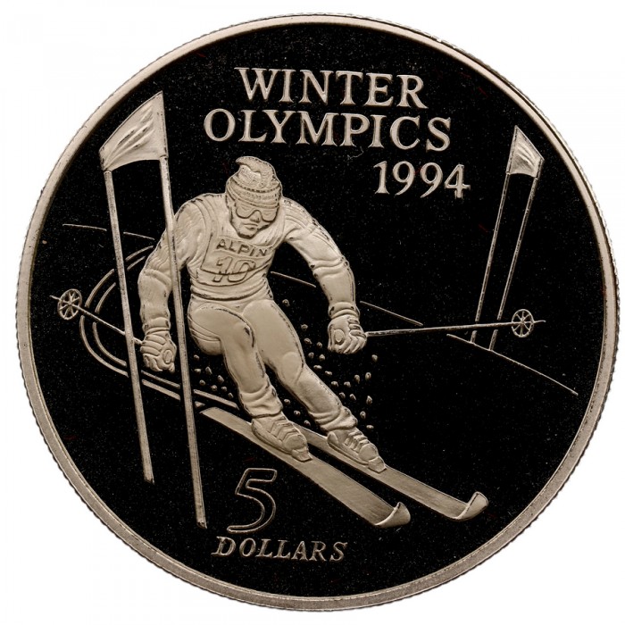 Nowa Zelandia 5 dolarów Lillehammer 1994 31.47g Ag.925 1994