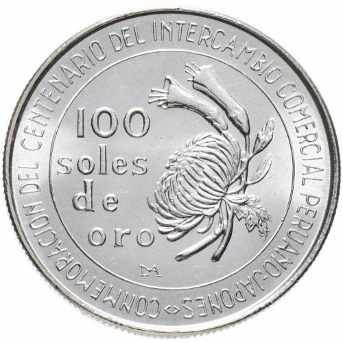 Peru 100 soli 100 rocznica 22.45g Ag.800 1973